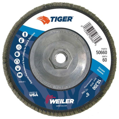 Weiler Tiger Flap Disc - 6" Type 29 w/Hub 60 Grit 50660