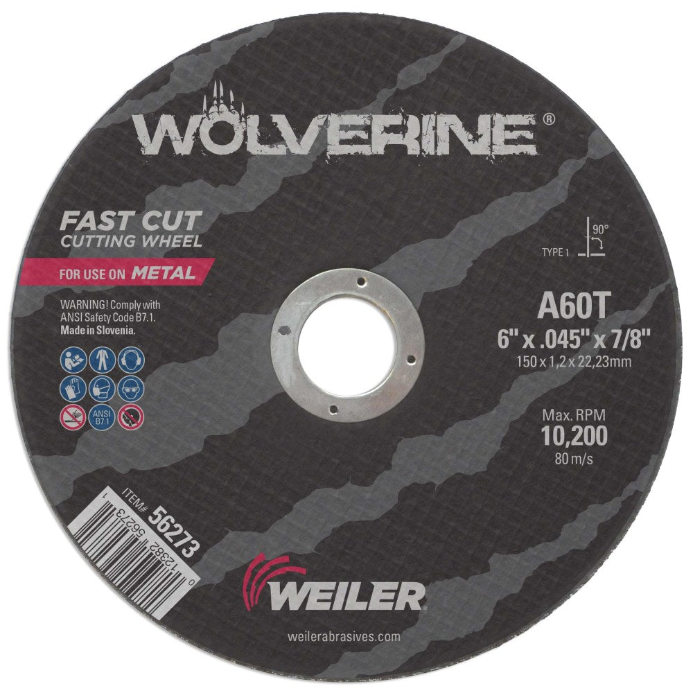 Weiler Wolverine Cutting Wheel - 6" X .045" Type 1 56273