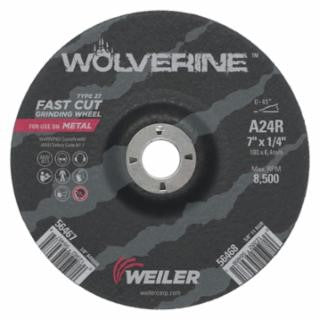 Weiler Wolverine Grinding Wheel - 7" X 1/4" Type 27 56467