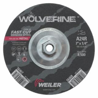 Weiler Wolverine Grinding Wheel w/Hub - 7" X 1/4" Type 27 56468