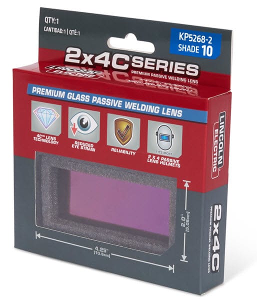 Lincoln Welding Helmet Accessories 10 Lincoln 2x4C Premium Glass Passive Welding Lens