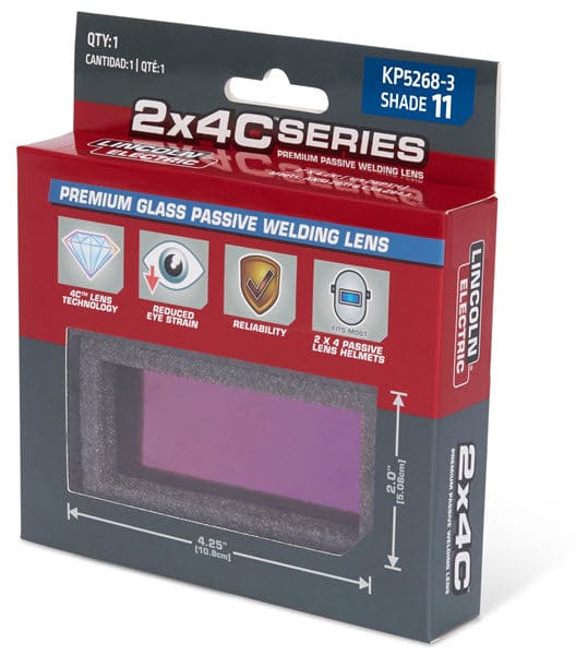 Lincoln Welding Helmet Accessories 11 Lincoln 2x4C Premium Glass Passive Welding Lens